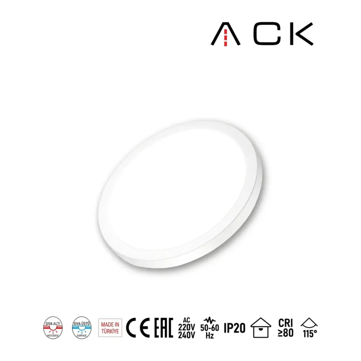 24W CCT Üç Renk Ayarlanabilir Yuvarlak Sıva Üstü / Sıva Altı LED Panel - Beyaz Kasa (3850 Lümen) AP03-02490 - Görsel 2