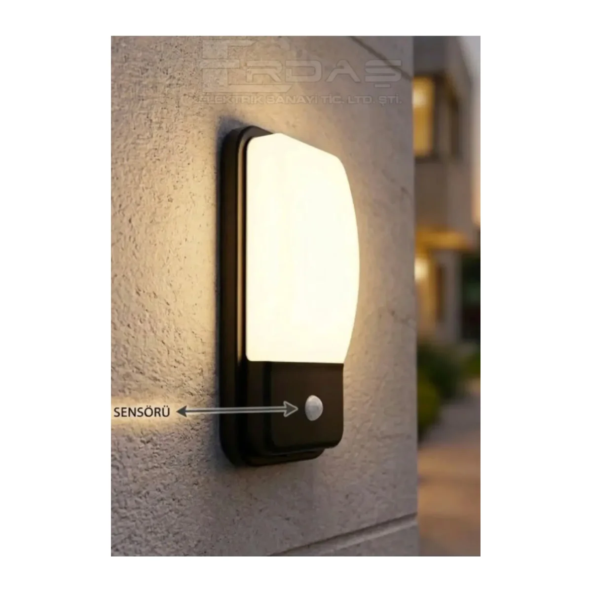 20W SENSÖRLÜ LED DUVAR APLİĞİ SİYAH 3000K IP65 - Görsel 3