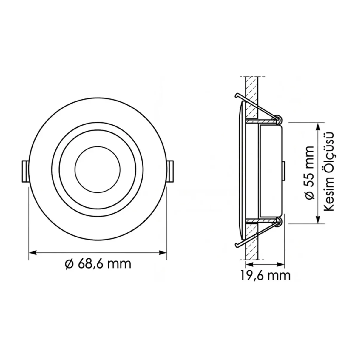 2.5W LED Mobil Spot - Gömme Tavan Spotu 3000K - Görsel 3