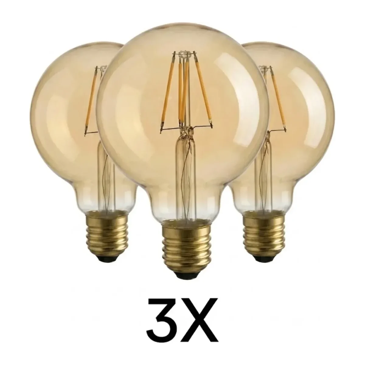 4W 220-240V E27 2200K G95 LED RUSTIK AMPUL 3 ADET - Görsel 2