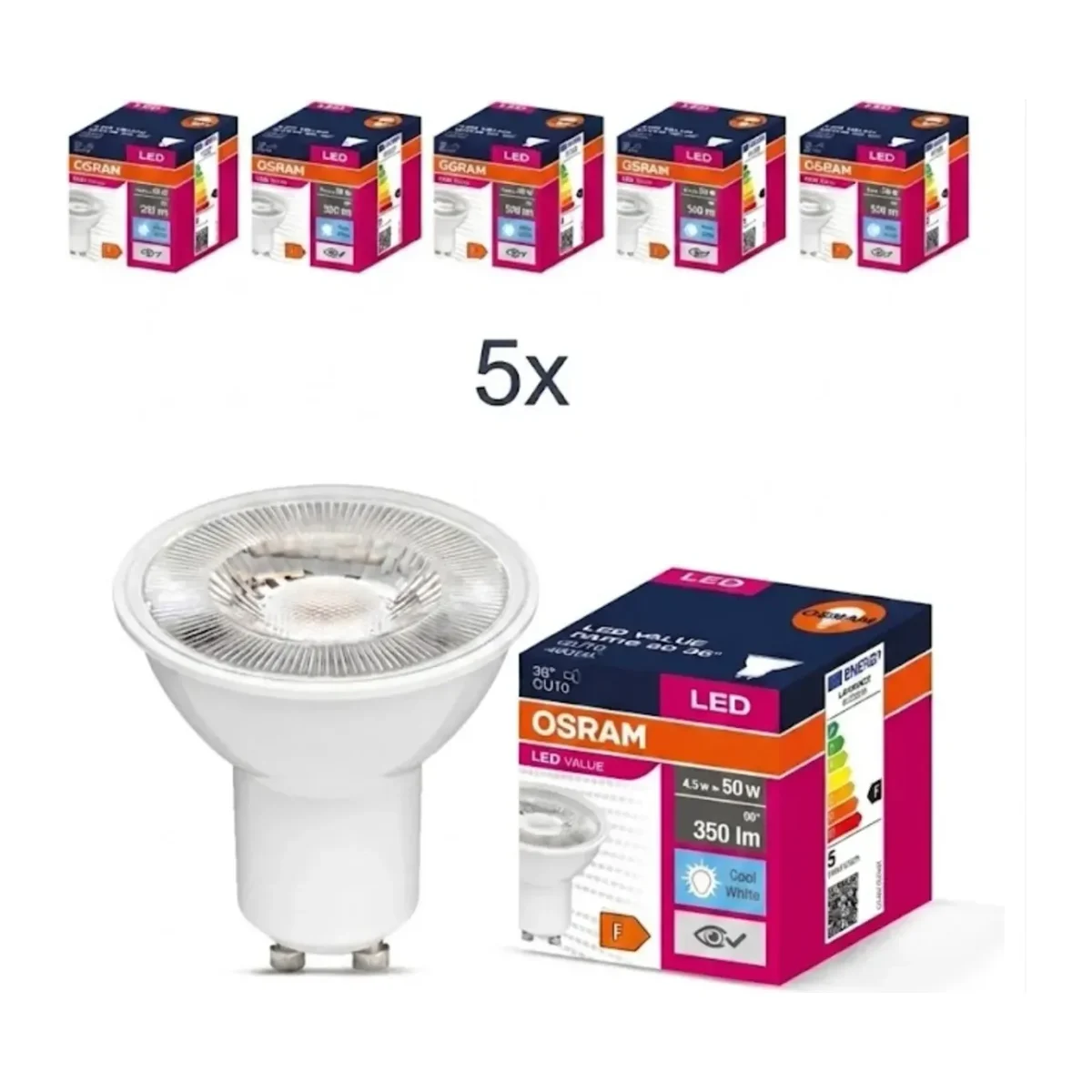 GU10 Led Ampul 4.5W 4000K Sıcak Beyaz (5 Adet) - Görsel 2