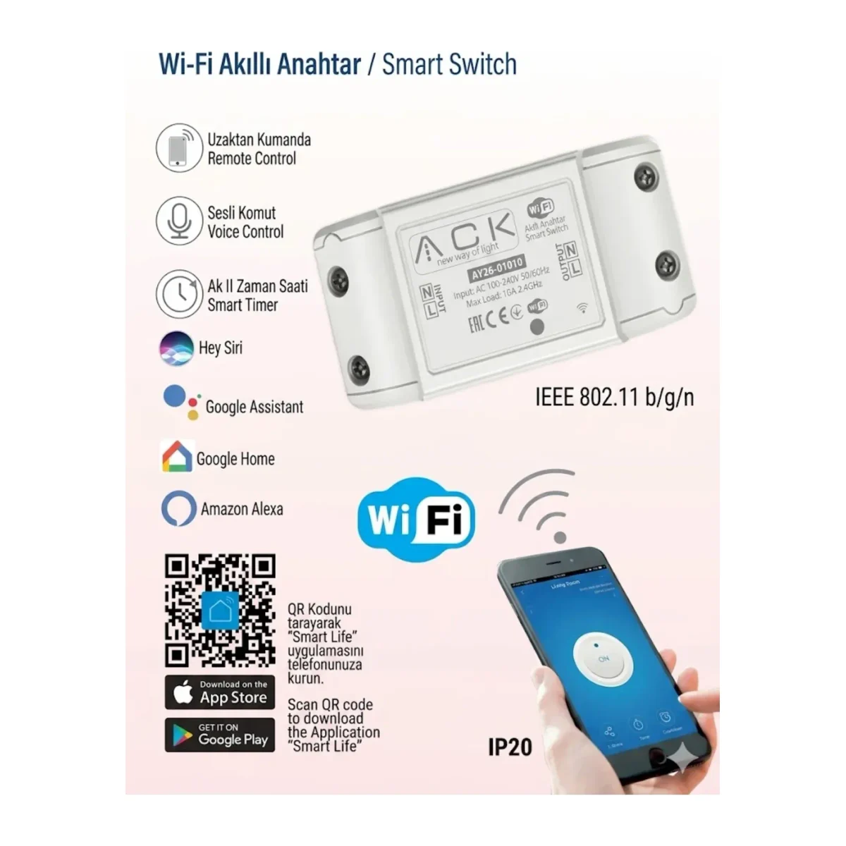 WIFI AKILLI ANAHTAR SMART SWİTCH 10 AMPER - Görsel 2