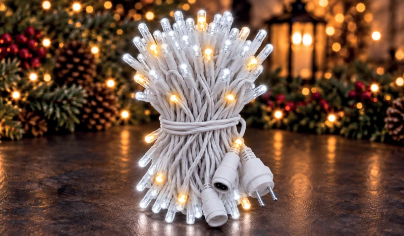 LED String 100 LED 10 m IP65 Çakarlı – Beyaz, Beyaz Kablo - Görsel 2