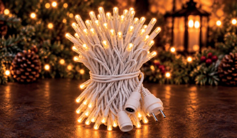 LED String 100 LED 10 m IP65 Sabit – Gün Işığı, Beyaz Kablo - Görsel 2