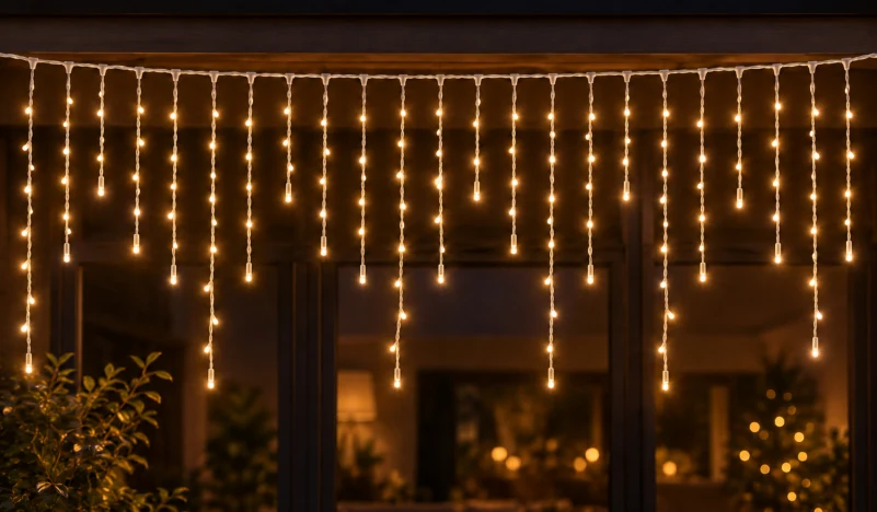 LED Saçak 120 LED 3 m IP65 Sabit – Gün Işığı, Beyaz Kablo - Görsel 2
